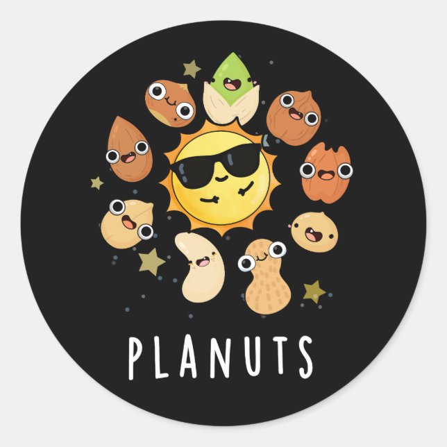Planuts Funny Astronomy Nuts Pun Dark BG Runder Aufkleber (Vorderseite)