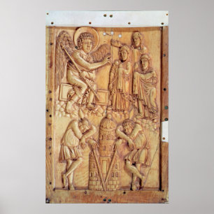 Plaque, die die Heiligen Frauen am Grab darstellen Poster