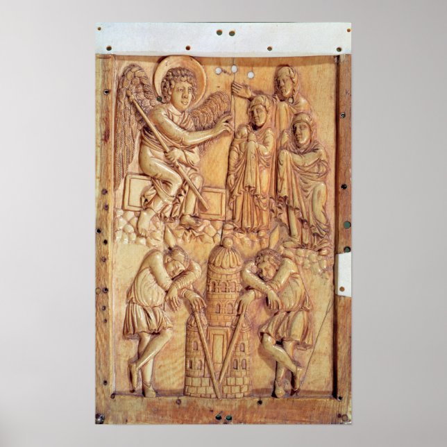 Plaque, die die Heiligen Frauen am Grab darstellen Poster (Vorne)