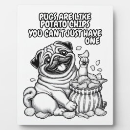 Plaque mit Mops wie Kartoffelchips für Ihre Zuhaus Fotoplatte