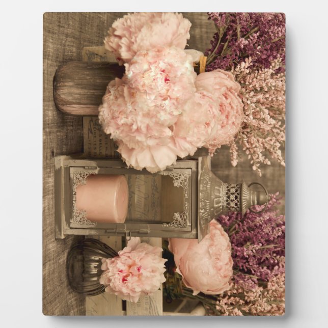 Plaque w/Easle Peonies, Lanterns und Crates Fotoplatte (Vorderseite)