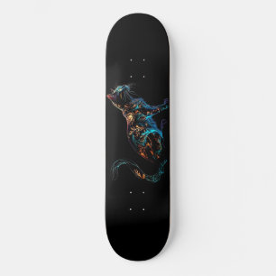 Plasma-Katze auf schwarz in lebhaften Farben Skateboard