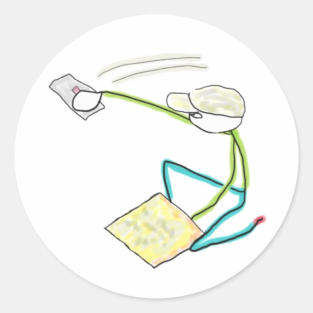 Plasterer Stickman Runder Aufkleber (Vorderseite)