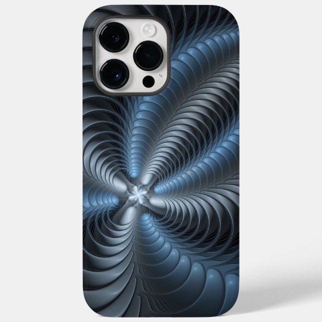 Plastic Blue Gray 3D Fraktal Kunst Modernes Abstra Case-Mate iPhone Hülle (Rückseite)