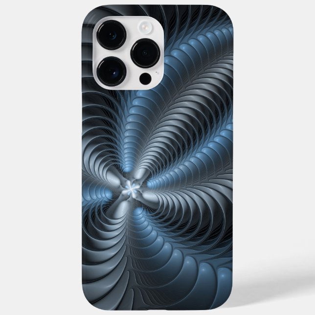 Plastic Blue Gray 3D Fraktal Kunst Modernes Abstra Case-Mate iPhone Hülle (Rückseite)