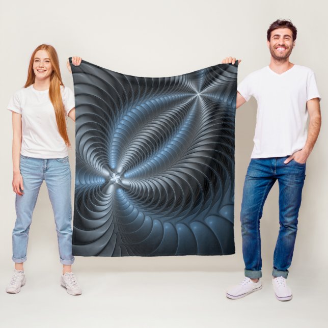 Plastic Blue Gray 3D Fraktal Kunst Modernes Abstra Fleecedecke (Beispiel)