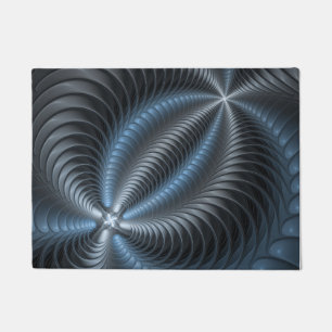 Plastic Blue Gray 3D Fraktal Kunst Modernes Abstra Fußmatte