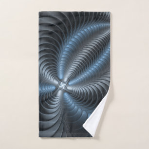 Plastic Blue Gray 3D Fraktal Kunst Modernes Abstra Handtuch
