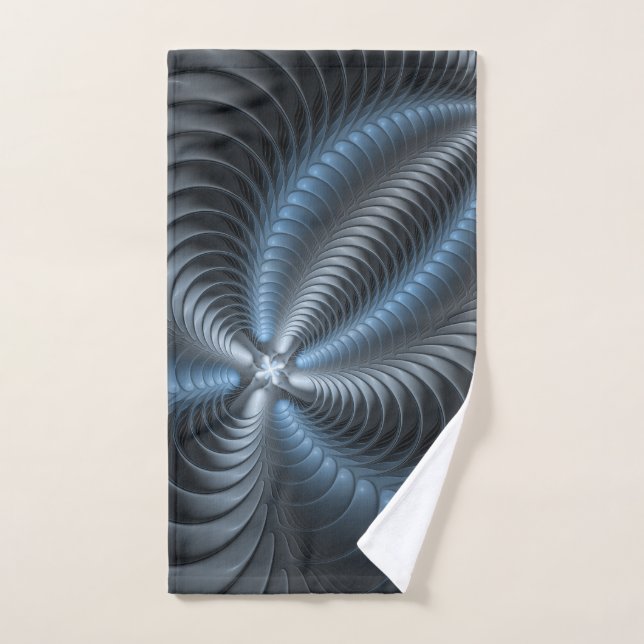 Plastic Blue Gray 3D Fraktal Kunst Modernes Abstra Handtuch (Handtuch)