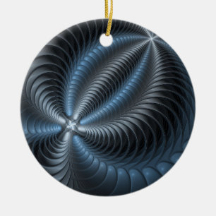 Plastic Blue Gray 3D Fraktal Kunst Modernes Abstra Keramik Ornament