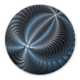 Plastic Blue Gray 3D Fraktal Kunst Modernes Abstra Keramikknauf
