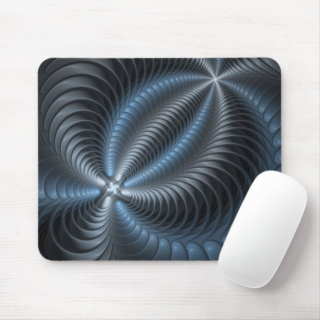 Plastic Blue Gray 3D Fraktal Kunst Modernes Abstra Mousepad (Mit Mouse)