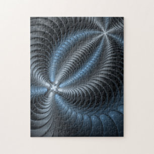 Plastic Blue Gray 3D Fraktal Kunst Modernes Abstra Puzzle