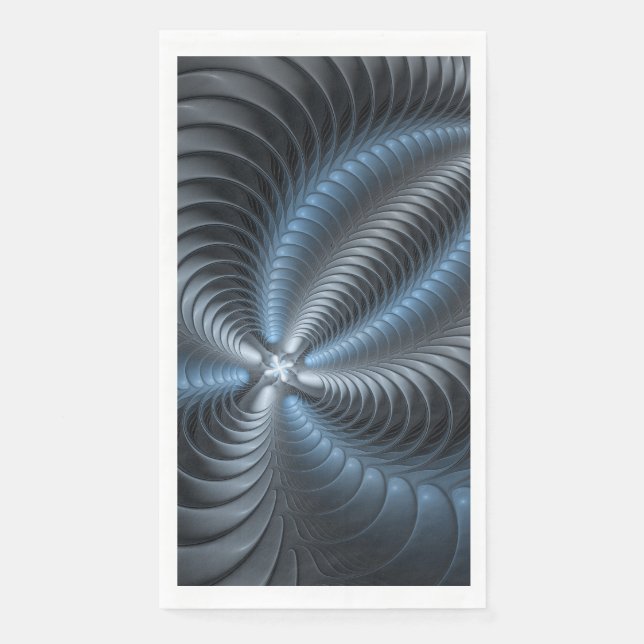 Plastic Blue Gray 3D Fraktal Kunst Modernes Abstra Serviette (Vorderseite)