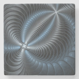 Plastic Blue Gray 3D Fraktal Kunst Modernes Abstra Steinuntersetzer