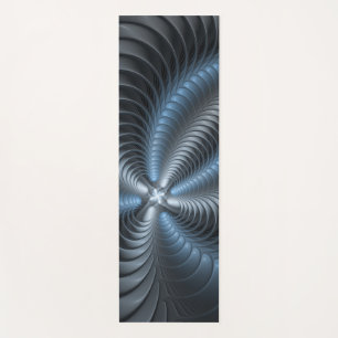 Plastic Blue Gray 3D Fraktal Kunst Modernes Abstra Yogamatte
