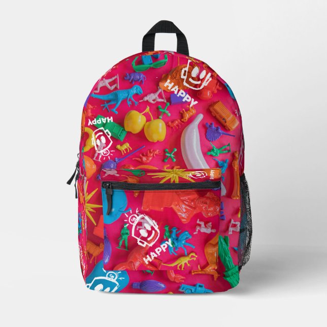 Plastic HAPPY Backpack Bedruckter Rucksack (Vorderseite)