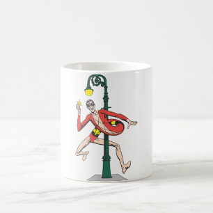 Plastic Man umwickelt Laternenpfahl Tasse