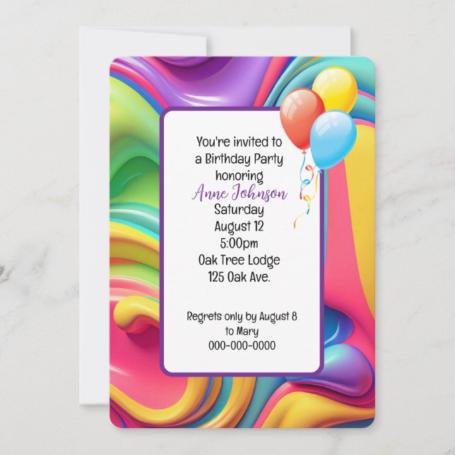 Plastic Psychedelic Birthday Invite Einladung (Vorderseite)