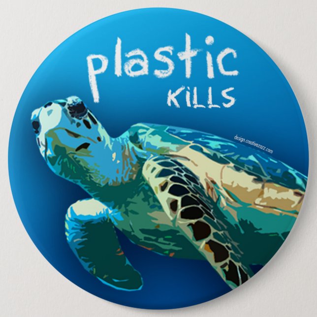 Plastik tötet Ozean-Schildkröte-Knopf Button (Vorderseite)