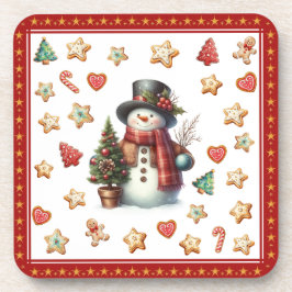 Plastik-Untersetzer Schneemann und Weihnachtskekse Getränkeuntersetzer