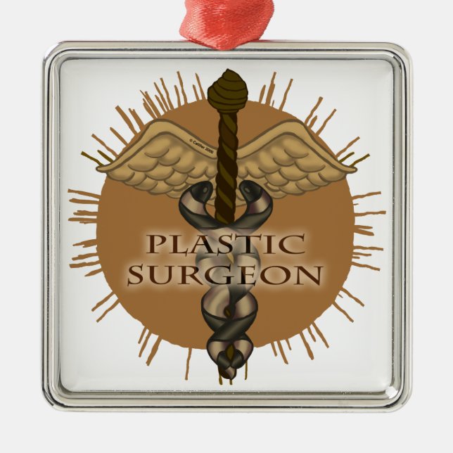 Plastikchirurg Caduceus Square Ornament (Vorne)