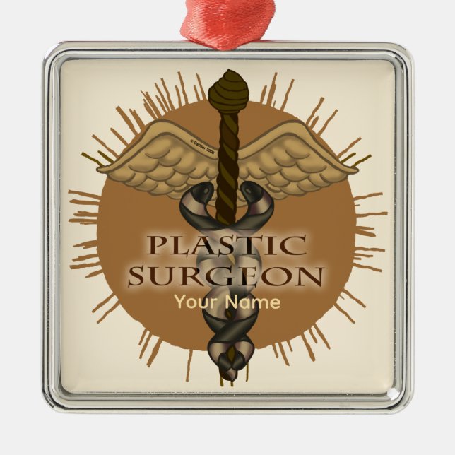 Plastikchirurg Caduceus Square Ornament (Vorne)