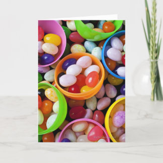 Plastikeier gefüllt mit Geleebonbons Karte