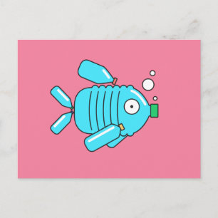 Plastikflaschen Fische // Klimaschutz Postkarte