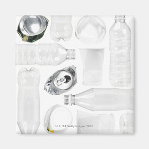 Plastikflaschen, Schalen und alluminum Dosen Magnet