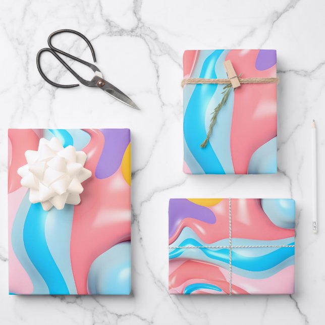 Plastikflüssigkeit 3D Abstrakt Geschenkpapier Set (Vorderseite)