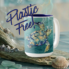 Plastikfreie Meeresschildkröte Zweifarbige Tasse