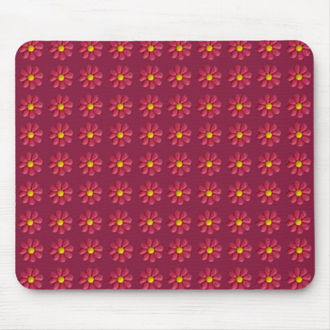 Plastikrotes Blume-Muster auf Burgund Mousepad (Vorne)