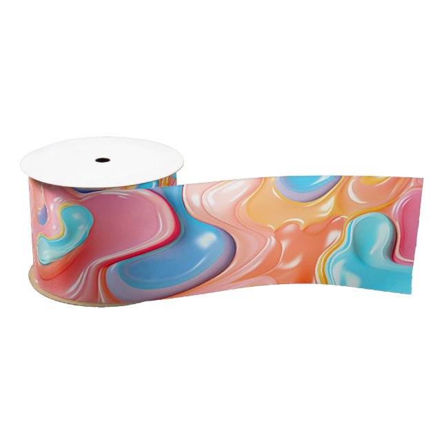 Plastische psychedelische Fluid-Formen Satinband (Spule)