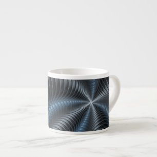 Plastisches Blau-Grau 3D-Fraktal-Art modernes Abst Espressotasse