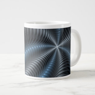 Plastisches Blau-Grau 3D-Fraktal-Art modernes Abst Jumbo-Tasse