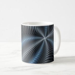 Plastisches Blau-Grau 3D-Fraktal-Art modernes Abst Kaffeetasse