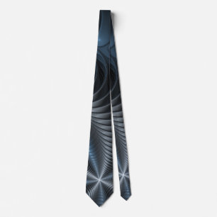 Plastisches Blau-Grau 3D-Fraktal-Art modernes Abst Krawatte