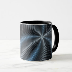 Plastisches Blau-Grau 3D-Fraktal-Art modernes Abst Tasse