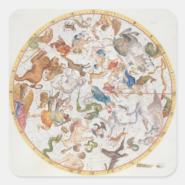 Plate 26 von "Atlas Coelestis", von John Flamsteed Quadratischer Aufkleber (Vorderseite)