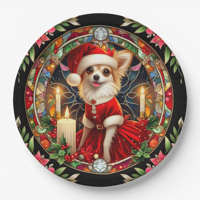 Plate Chihuahua Weihnachten Weihnachten Pappteller (Vorderseite)
