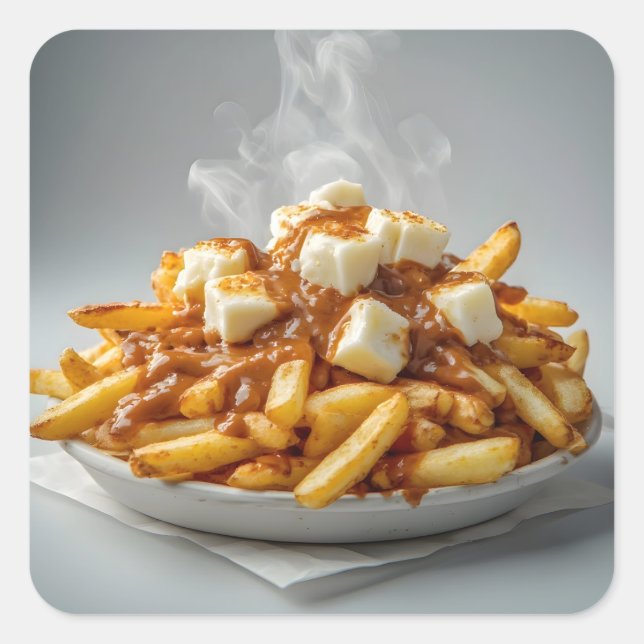 Plate of Poutine Quadratischer Aufkleber (Vorderseite)