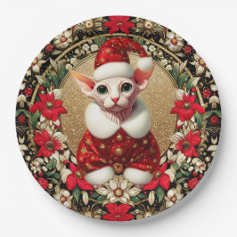 Plate Sphynx Cat Weihnachten Weihnachten Pappteller