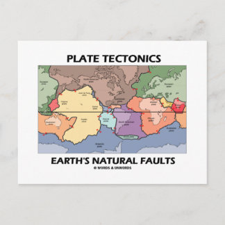 Plate Tectonics Earth's Natural Faults (Weltkarte) Postkarte