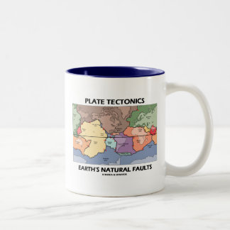 Plate Tectonics Earth's Natural Faults (Weltkarte) Zweifarbige Tasse