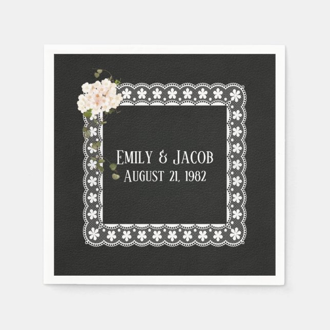 Plateau auf schwarzem Leder Serviette (Vorderseite)