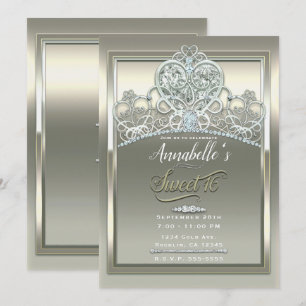 Platin Elfenbein Prinzessin Herz Tiara Sweet 16 Pa Einladung