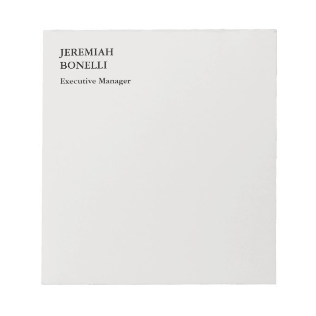 Platin grau minimalistisch modern notizblock (Vorderseite)