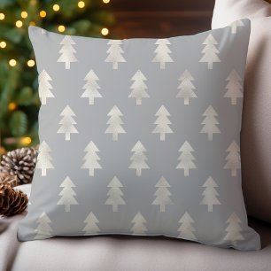 Platin-Grau-Weihnachtsbäume-Feiertage Kissen