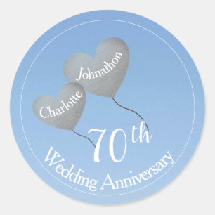 Platin-Herzballon zum 70. Hochzeitstag Runder Aufkleber